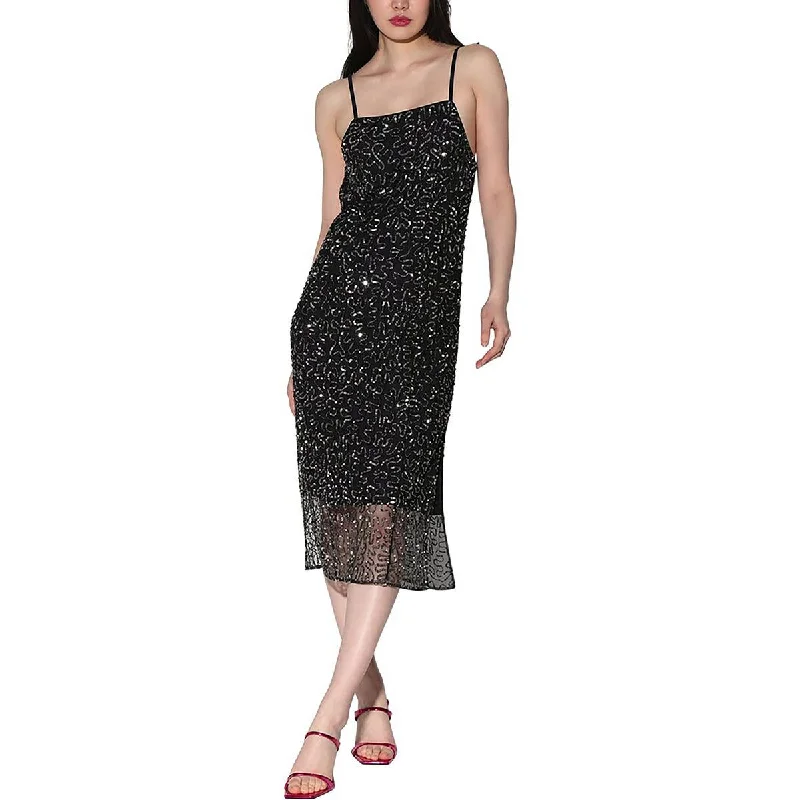 Womens Sequin Overlay Cocktail And Party Dress Tunics Distressed trendy