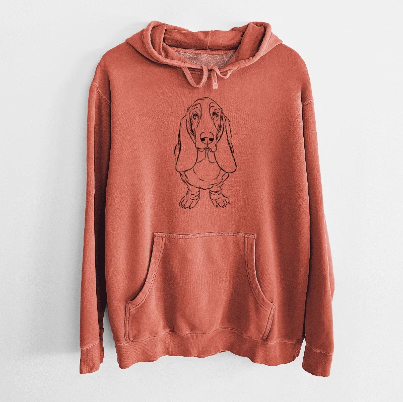 Bare Charlie the Basset Hound - Unisex Pigment Dyed Hoodie Hoodie with Batwing Sleeves Loose Dramatic