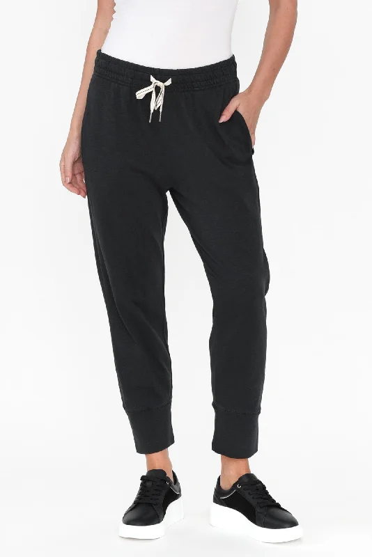 Fundamental Brunch Black Cotton Pants Fashionable Track Pants