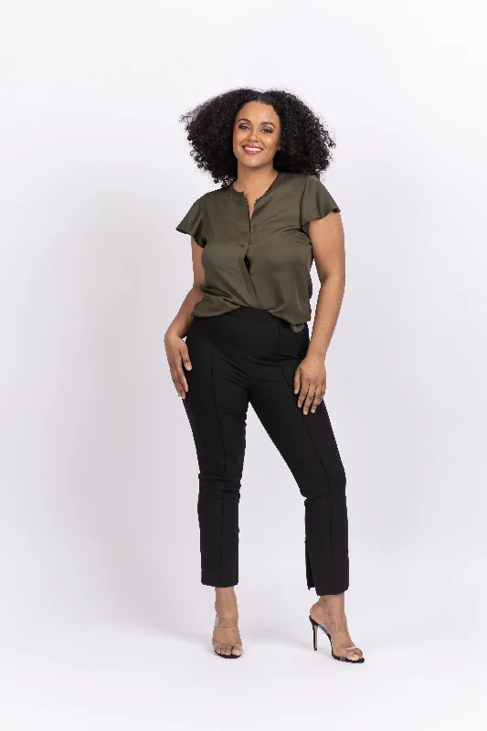 Theory Cropped Kick Pants Black Cozy Fitted Pants