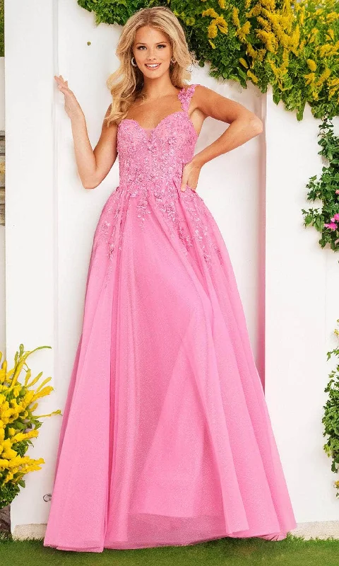 Jovani 25826 - Glitters A-Line Prom Dress Boat Neckline Classic