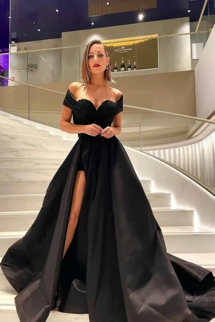 Suzhoufashion Modern Sleeveless Evening Dress With Slit Long Black Sequined