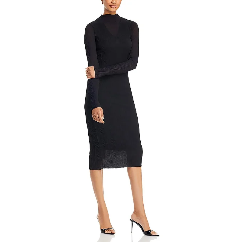 Womens Shutter Pleat Solid Cocktail And Party Dress Off-the-shoulder Chic Trendy