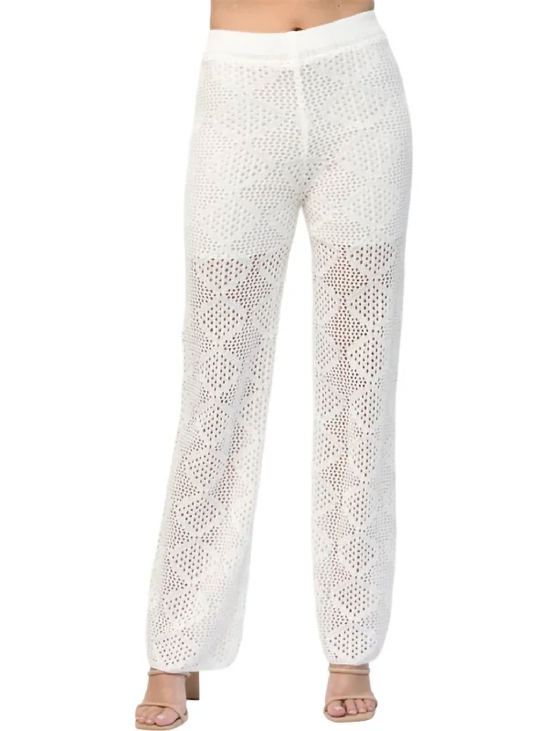 Beachy Babe Pants In White Lightweight Jogger Pants