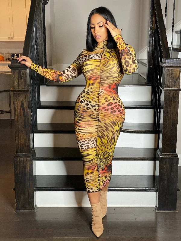 Lovers & Cheetahs body con dress