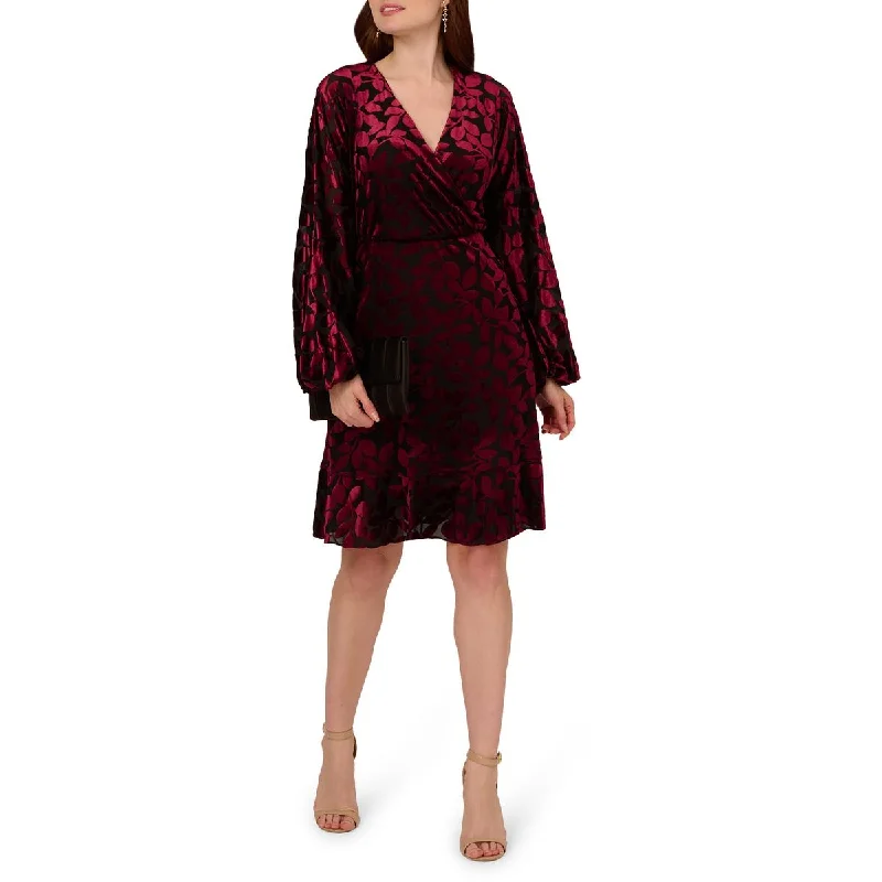 Womens Velvet Burnout Cocktail And Party Dress Tunics Short Trendy
