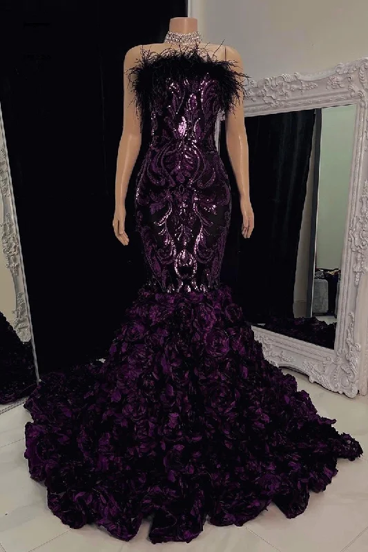 Suzhoufashion Gorgeous Lace Flowers Sleeveless Prom Dress Long Mermaid
