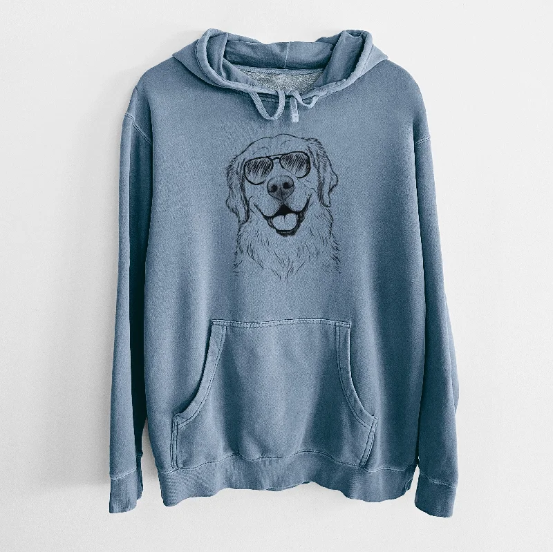 Aviator Griffin the Golden Retriever - Unisex Pigment Dyed Hoodie Hoodie with Pattern Geometric Abstract