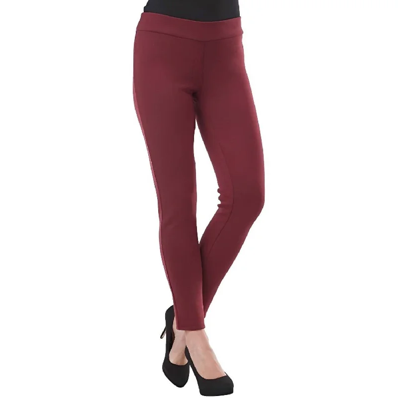 Hunter Ponte Knit Pants In Burgundy Comfortable Wide-Leg Pants