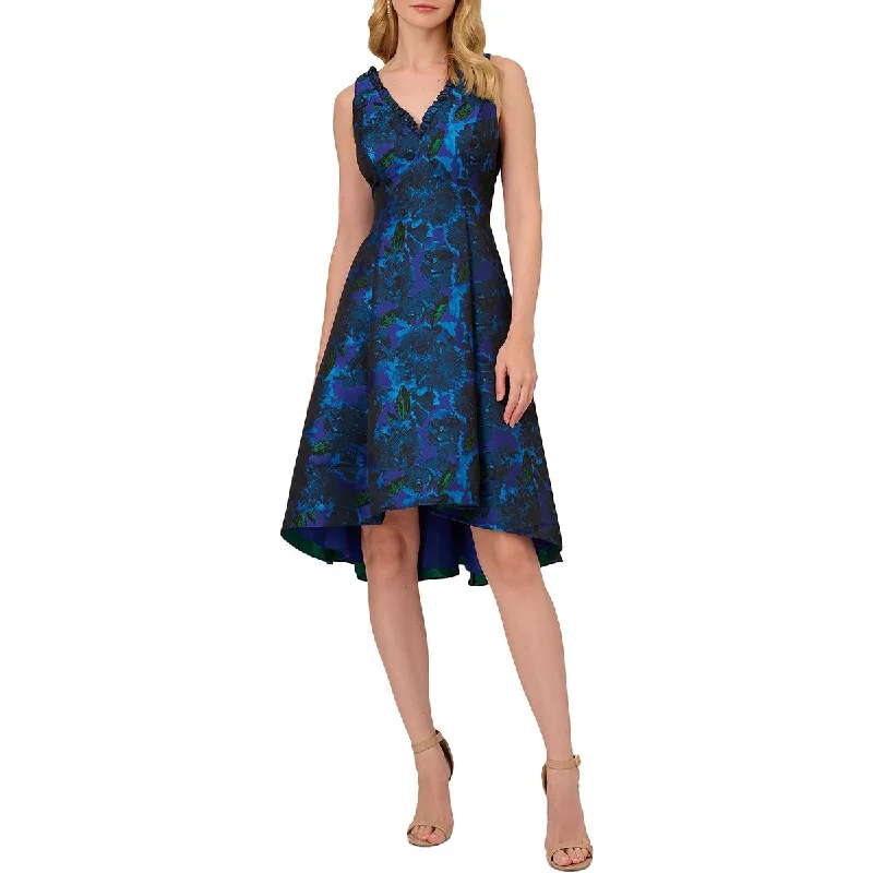 Womens Pleated Knee Length Cocktail And Party Dress Tunics Fashionable trendy