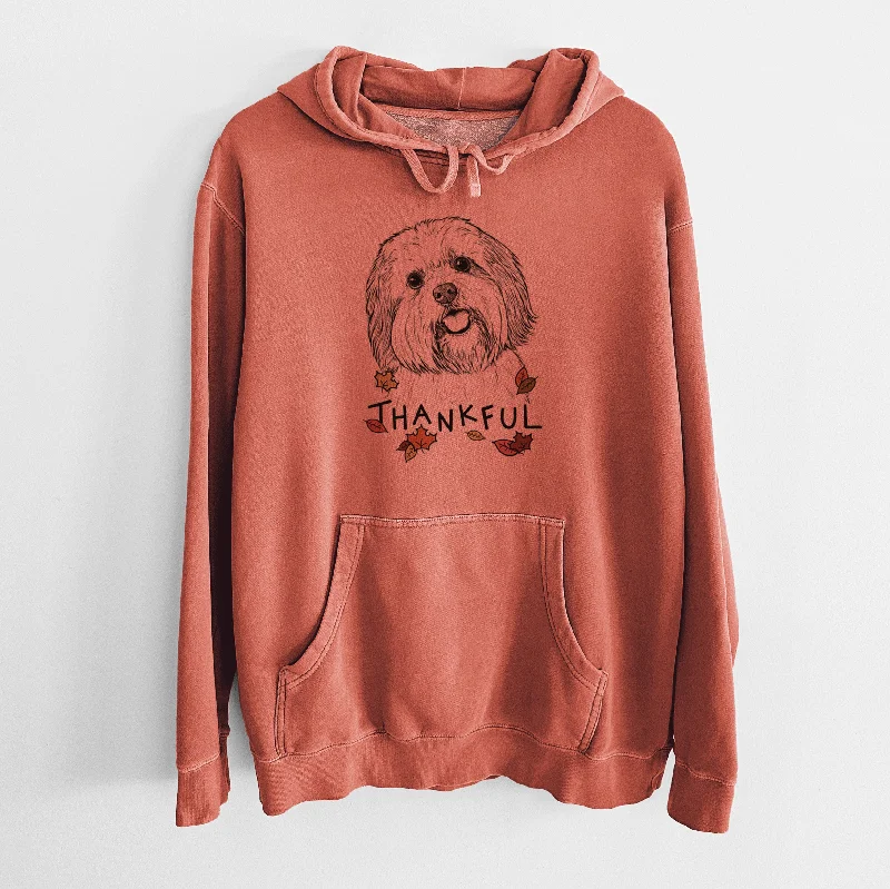 Thankful Nikka the Lowchen - Unisex Pigment Dyed Hoodie Hoodie with Tie-Dye Psychedelic Retro