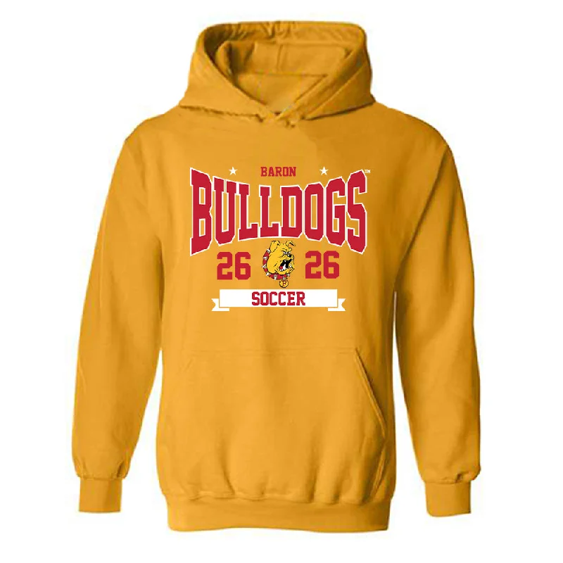 Ferris State - NCAA Women's Soccer : Isabella Baron - Classic Shersey Hooded Sweatshirt Hoodie with Earth Tones Natural Calm