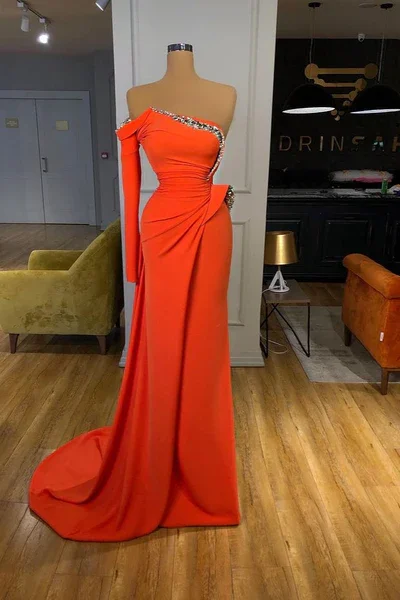 Glamorous Long Off-the-shoulder  Split Prom Dress With Long Sleeve