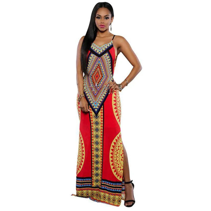 Women Summer Maxi Dress Bodycon Party Dresses Plus Size Vestidos Sundress Backless Bandage Dashiki Boho Long Dress Tunics Cozy comfortable