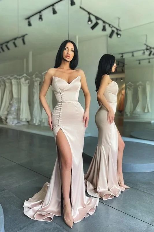New Arrival Sweetheart Mermaid Long Evening Prom Dresses With Side Slit