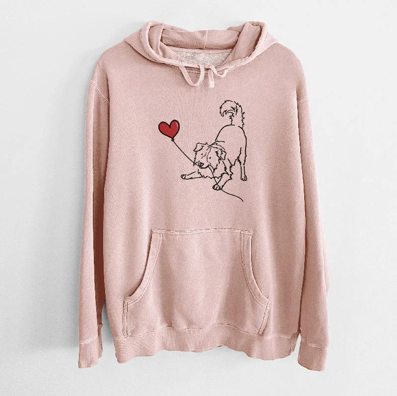 Border Collie Heart String - Unisex Pigment Dyed Hoodie Oversized Hoodie Comfort Casual