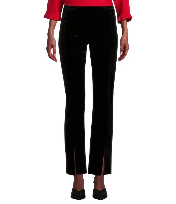 Martina Velvet Pant In Black Classic Straight Pants