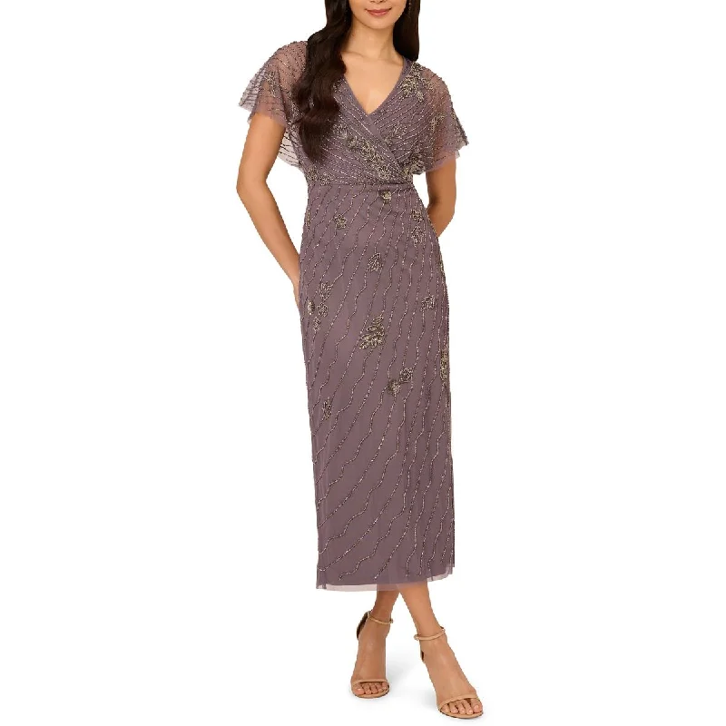Womens Beaded V-Neck Cocktail And Party Dress Tunics Plaid country