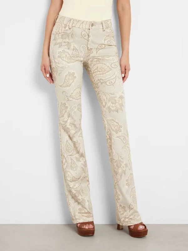 PAISLEY PRINT FAUX SUEDE PANT Cozy Jogger Leggings