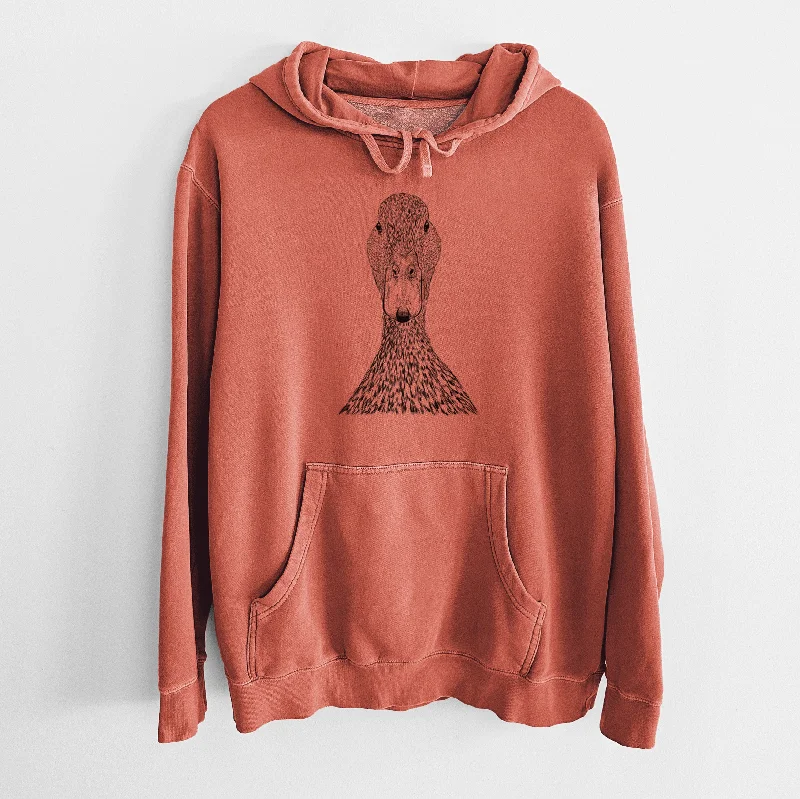 Bare Marge the Mallard Duck - Unisex Pigment Dyed Hoodie Hoodie with Magnetic Closure Innovative Modern