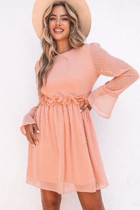 Ruffled Bell Sleeve Dress Maxi Flowy Bohemian
