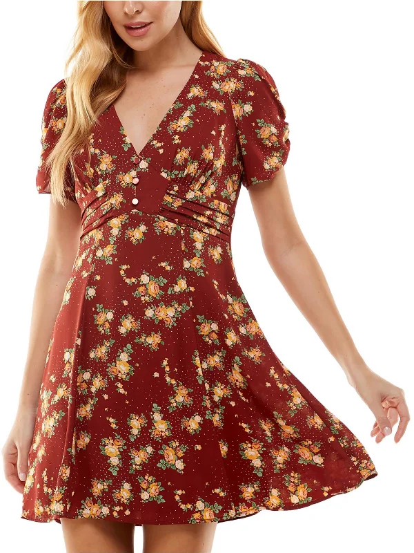 Juniors Womens Pleated Mini Cocktail and Party Dress Tunics Timeless classic