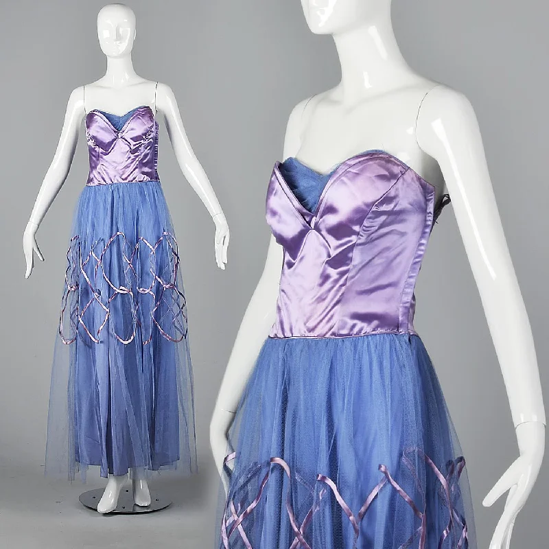 1940s Purple and Blue Tulle Party Dress Tunics Recommended stylist