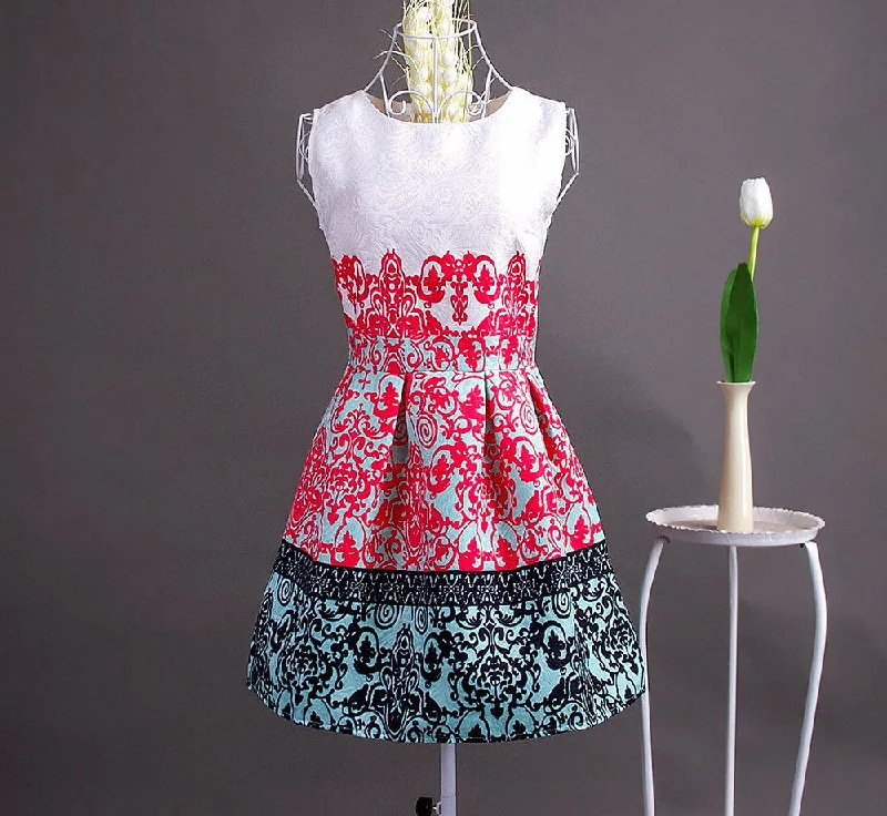 Fashion Bottoming Dress Summer Style Women Dress Vintage Printing Party Dresses vestidos Leisure Plus Size Summer Dress Tunics Luxurious premium
