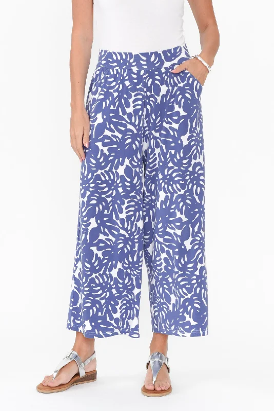 Ciara Lilac Leaf Bamboo Resort Pants Soft Stretch Pants