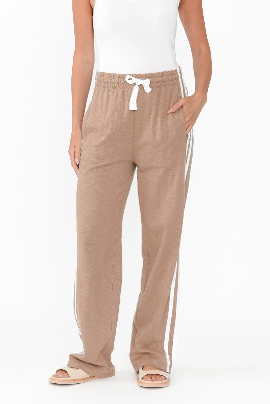 Power Mocha Trim Cotton Drawstring Pants Comfortable Maternity Pants