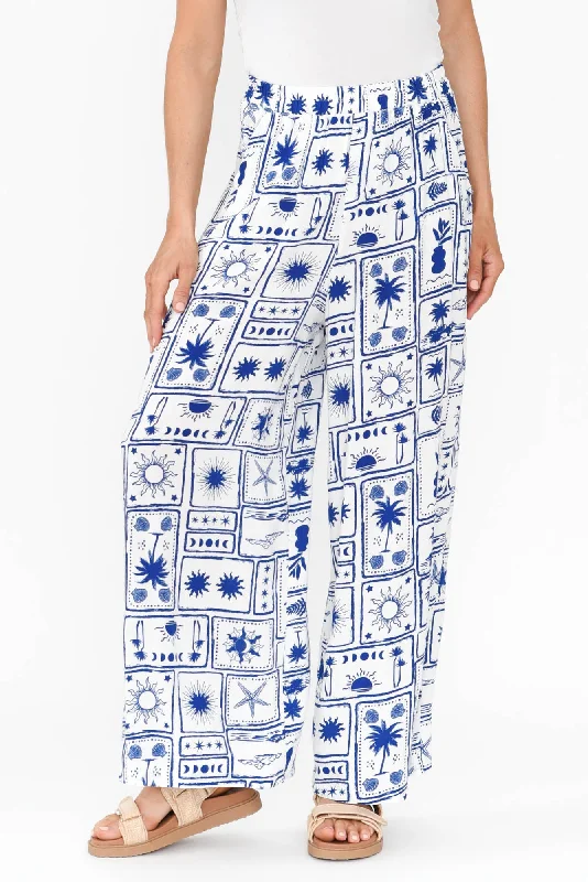 Cath Blue Tropical Pocket Pants Slim-Fit Khaki Pants