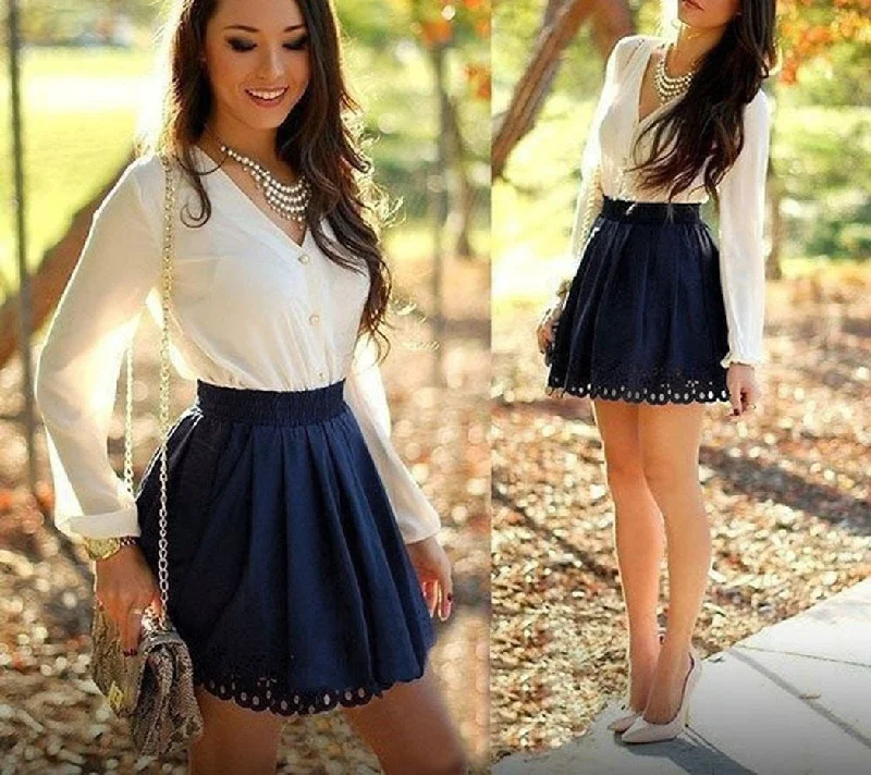 Women Summer Dress Long Sleeve Patchwork Mini Party Dresses Casual V-neck Office Turtleneck Neckline Stylish