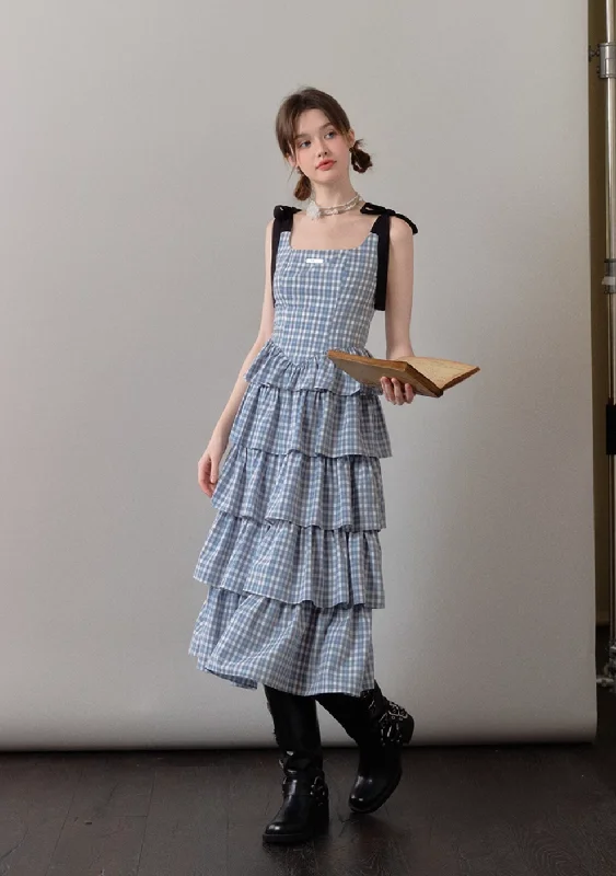 plaid high waist slim dress YOO0062