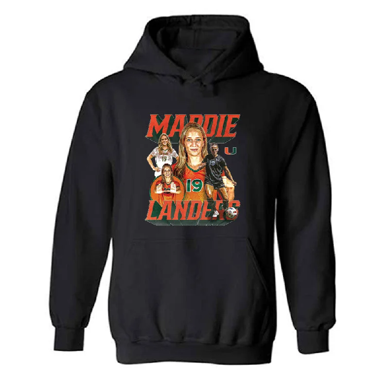 Miami - NCAA Women's Soccer : Madison Landers - Hooded Sweatshirt Hoodie with Distressed Vintage Worn