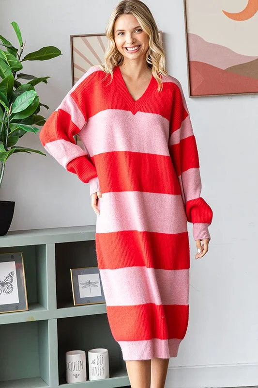 Red Meets Pink Ribbed Knit Dress Tunics Review highly
