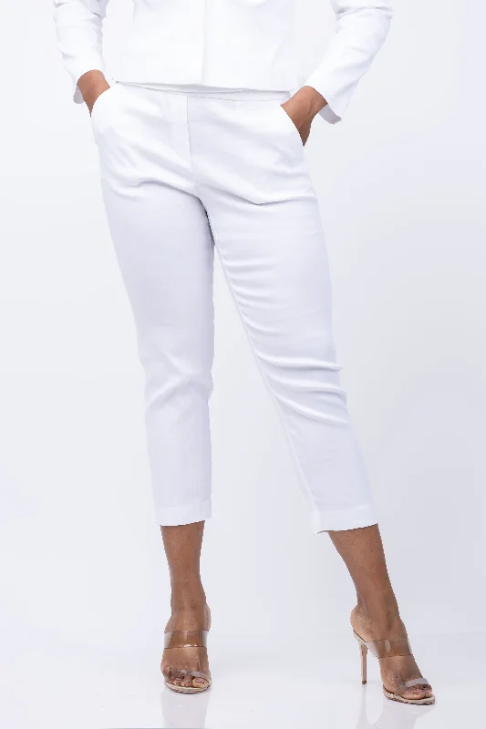 Theory Treeca Pull-On Pant in Good Linen White Soft Wool Pants
