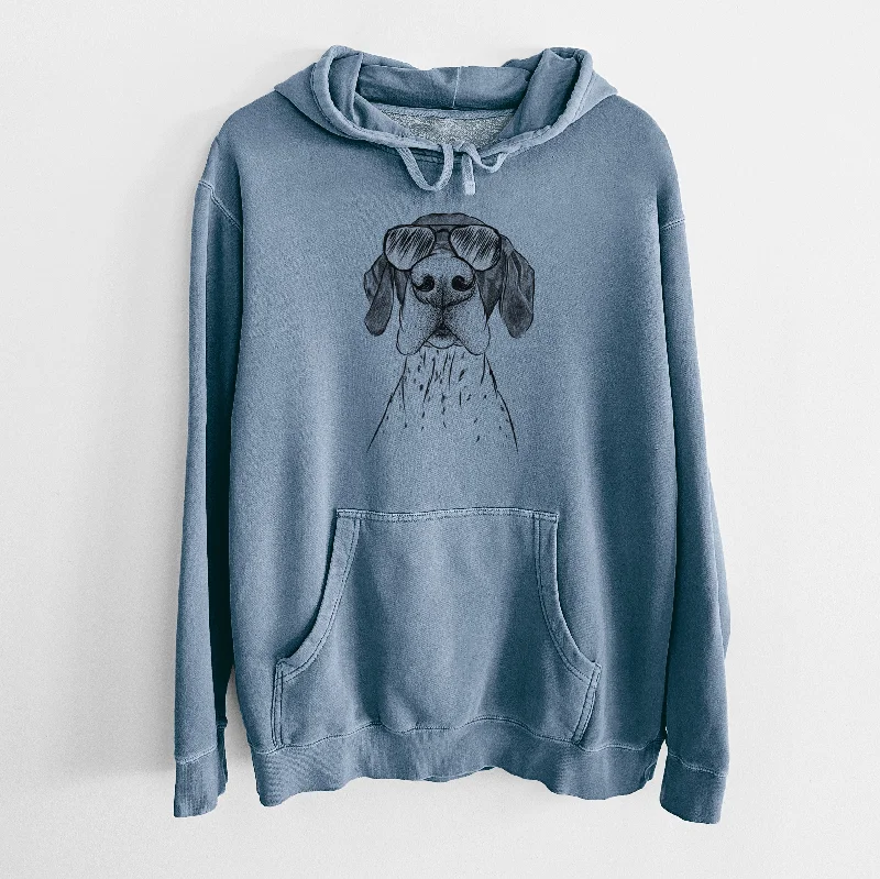Aviator Booze the German Shorthaired Pointer - Unisex Pigment Dyed Hoodie Hoodie with Hem Ribbing Snug Secure