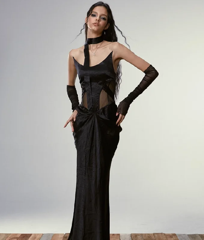 High Waist Sleeveless Fishbone Dress 4MU0037