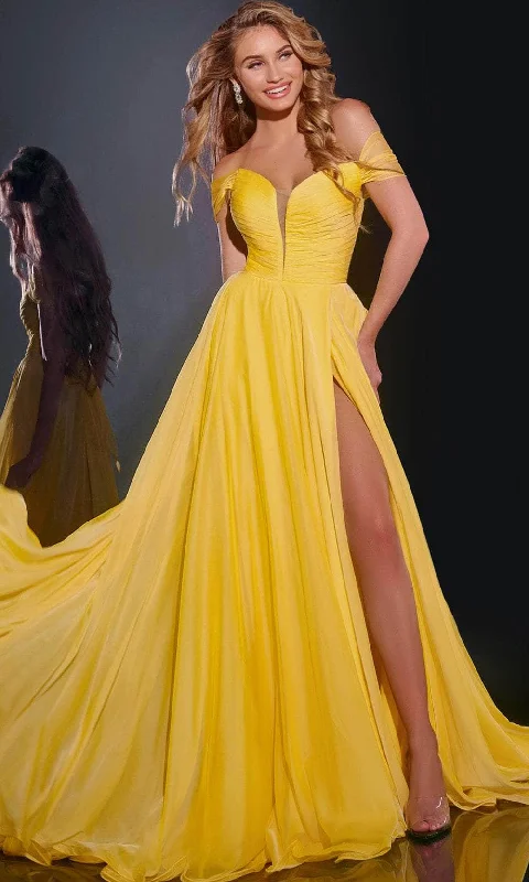Jovani 43842 - A-Line Prom Dress with Slit Tunics Versatile stylish
