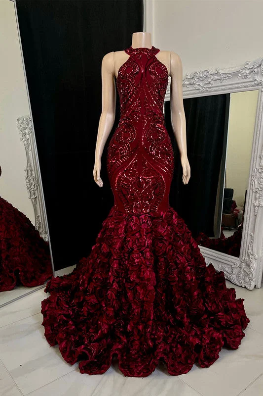Charming Long Sleeveless High Collar Mermaid Prom Dress
