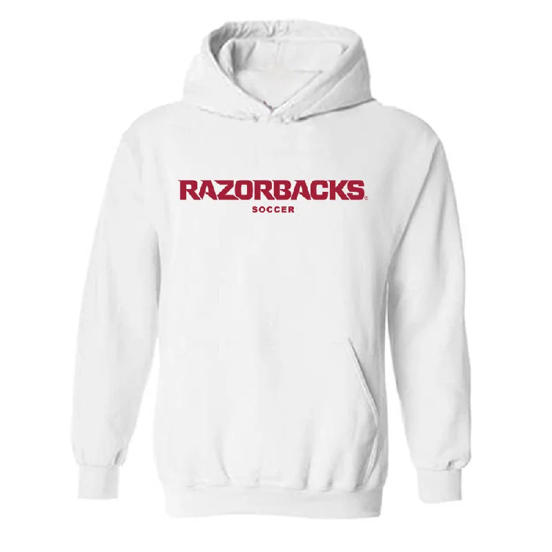 Arkansas - NCAA Women's Soccer : Dejionee Anderson - Classic Shersey Hooded Sweatshirt Hoodie with Raw Hem Edgy Unfinished