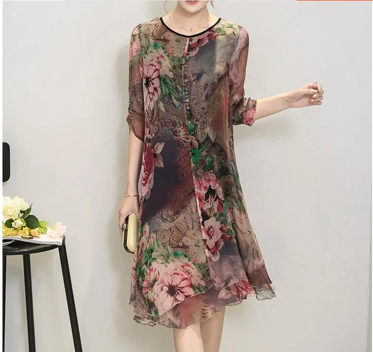 Fashion Women Summer Plus size clothing silk vintage bohemia expansion bottom dress print beach party dresses vestidos Sequined Elegant Party