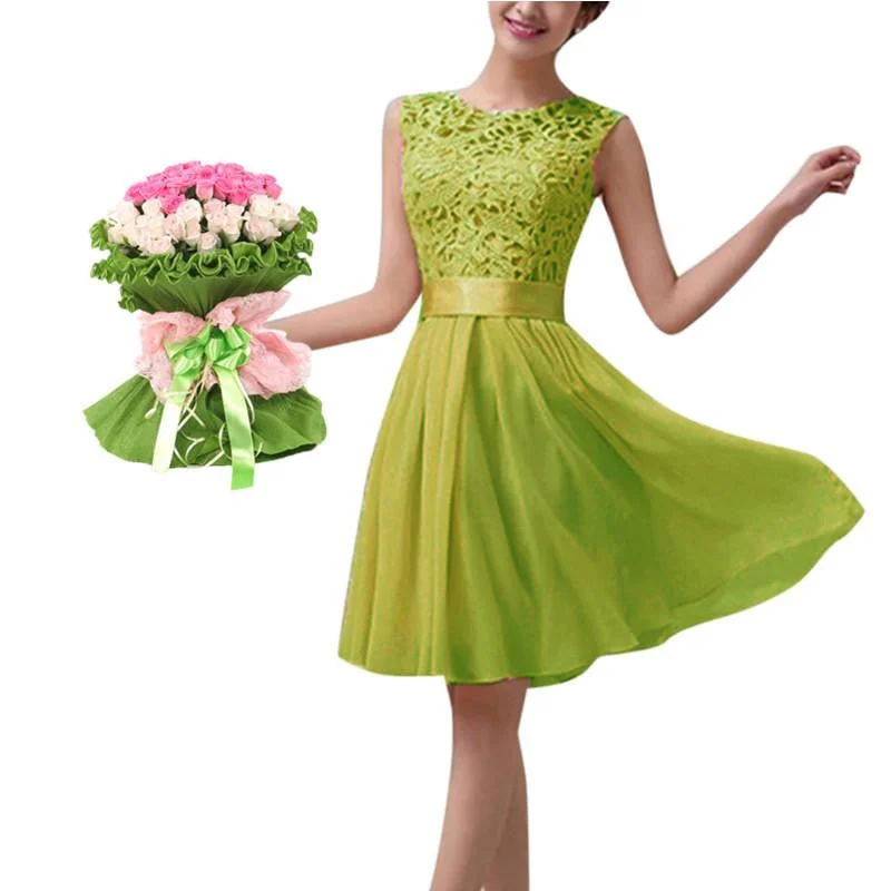 Women Summer Lace Party Dress Sleeveless Elegant Chiffon Princess Knee Length Dresses Tunics Cozy comfortable