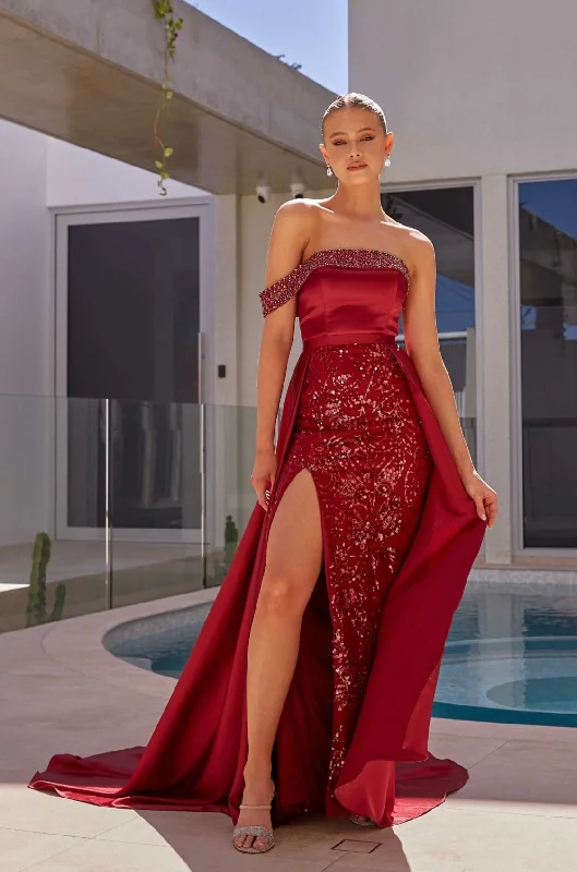 Alun Sequin Overskirt Formal Dress