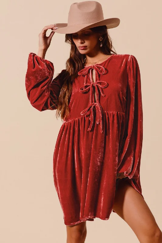 Holiday Spirit Bow Dress || Carmine or Emerald Tunics stripes playful