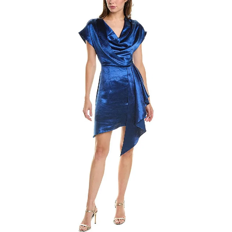 Womens Satin Blouson Cocktail And Party Dress Glittery Long Formal