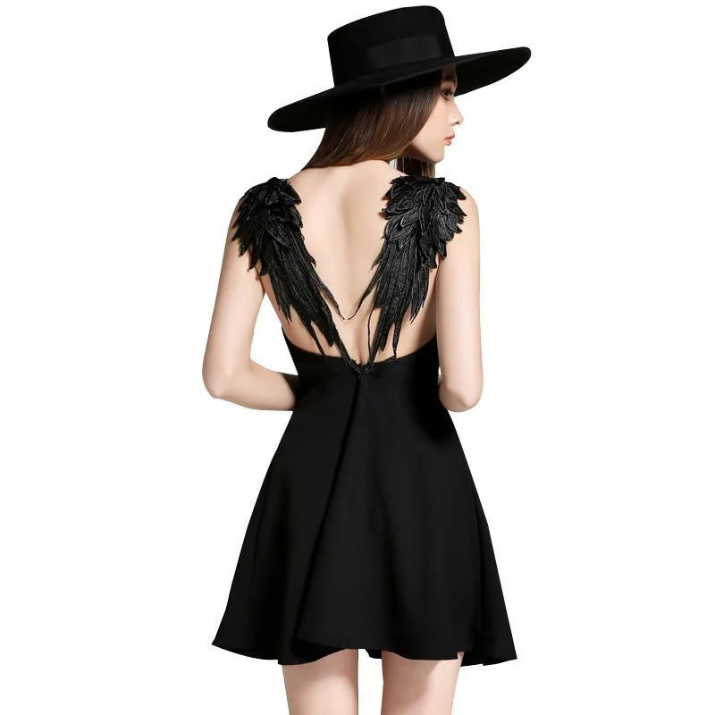 Women Dress Braces Dress Casual Party Dress Lace Angle Wings Beach Dress Solid Backless Mini Dress Chiffon Maxi Beach Women Dress Braces Dress Casual Party Dress Lace Angle Wings Beach Dress Solid Backless Mini Dress Chiffon Maxi Beach