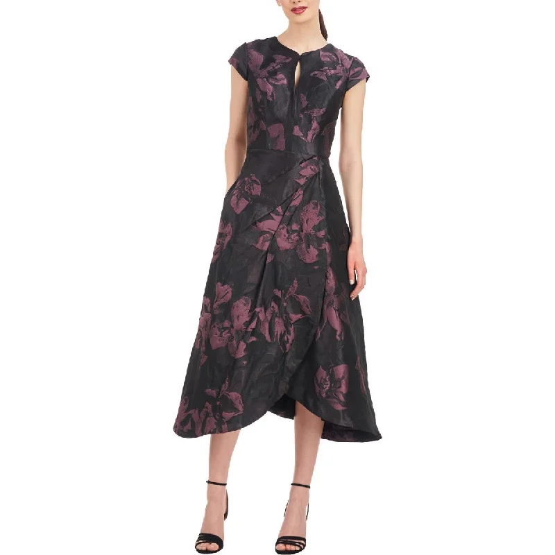 Womens Metallic Keyhole Cocktail And Party Dress A-Line Day Work