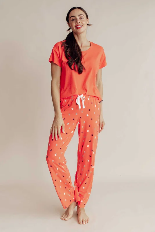 Corten Coral Kitty Bamboo Pyjama Pants Fashionable Work Pants