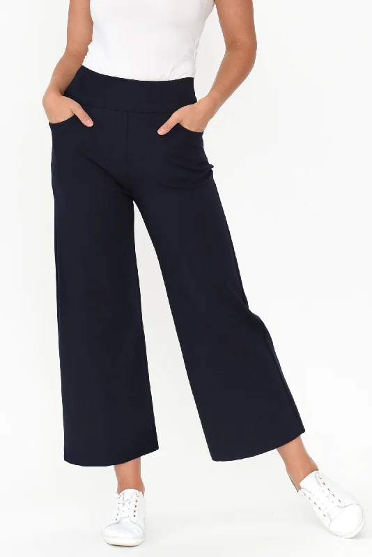 Kimmy Navy Wide Leg Ponte Pants Formal Dress Pants